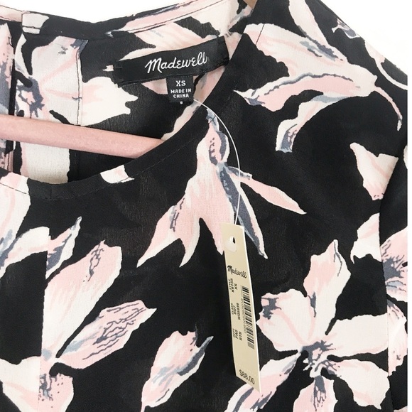 NWT Madewell Silk Button-Back Tie Tee in Winter Orchid Size XS - Picture 10 of 13